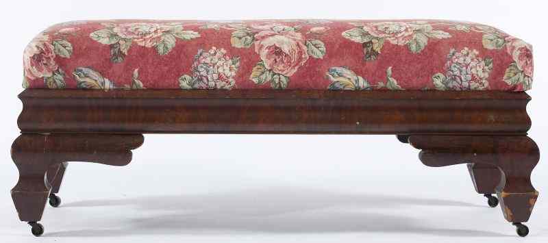 Appraisal: Late Classical Bench Seatmid th century American figured mahogany veneers