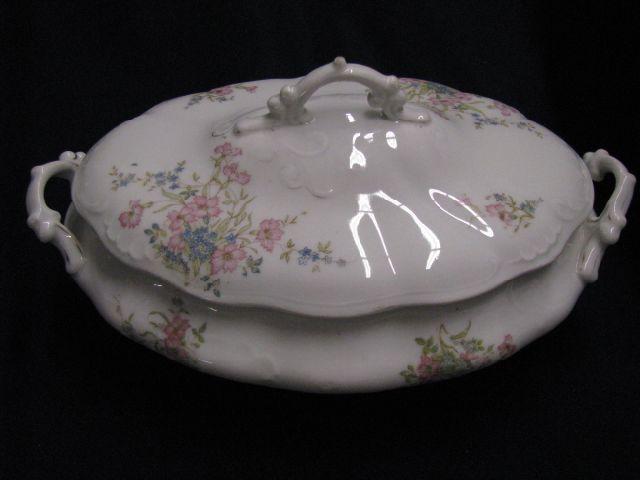 Appraisal: Victorian Porcelain Covered Vegetable Dish floral decor