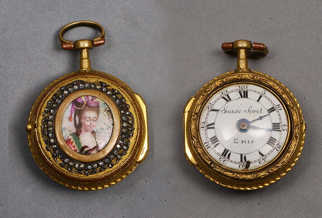 Appraisal: A GILT METAL PAIR CASE POCKET WATCH by Isaac Sorel