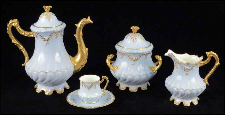 Appraisal: LIMOGES GILT PORCELAIN COFFEE SERVICE Comprised of a coffee pot