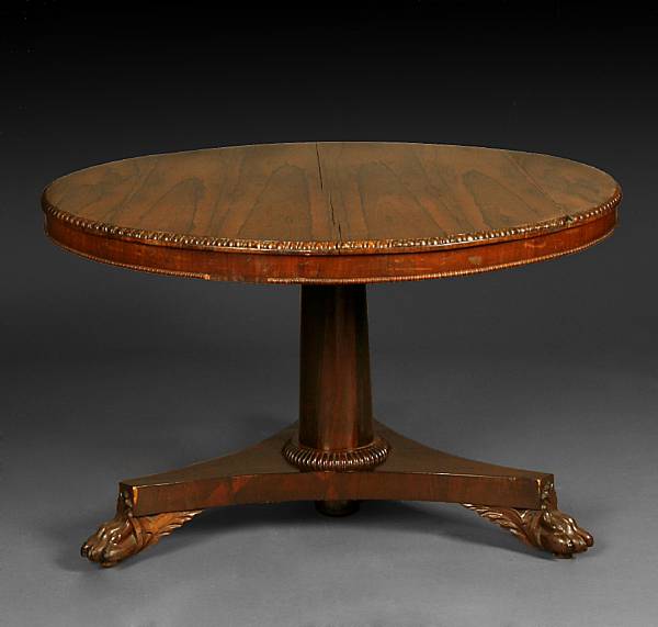 Appraisal: A Regency style rosewood breakfast table height in diameter ft