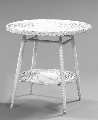 Appraisal: American Late Victorian Round Wicker Table ca now painted white