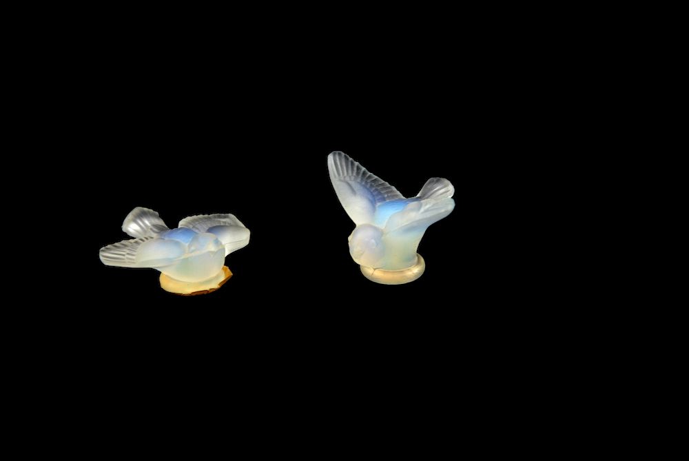 Appraisal: French Opalescent Art Glass Birds French Opalescent Birds Packaging Insurance