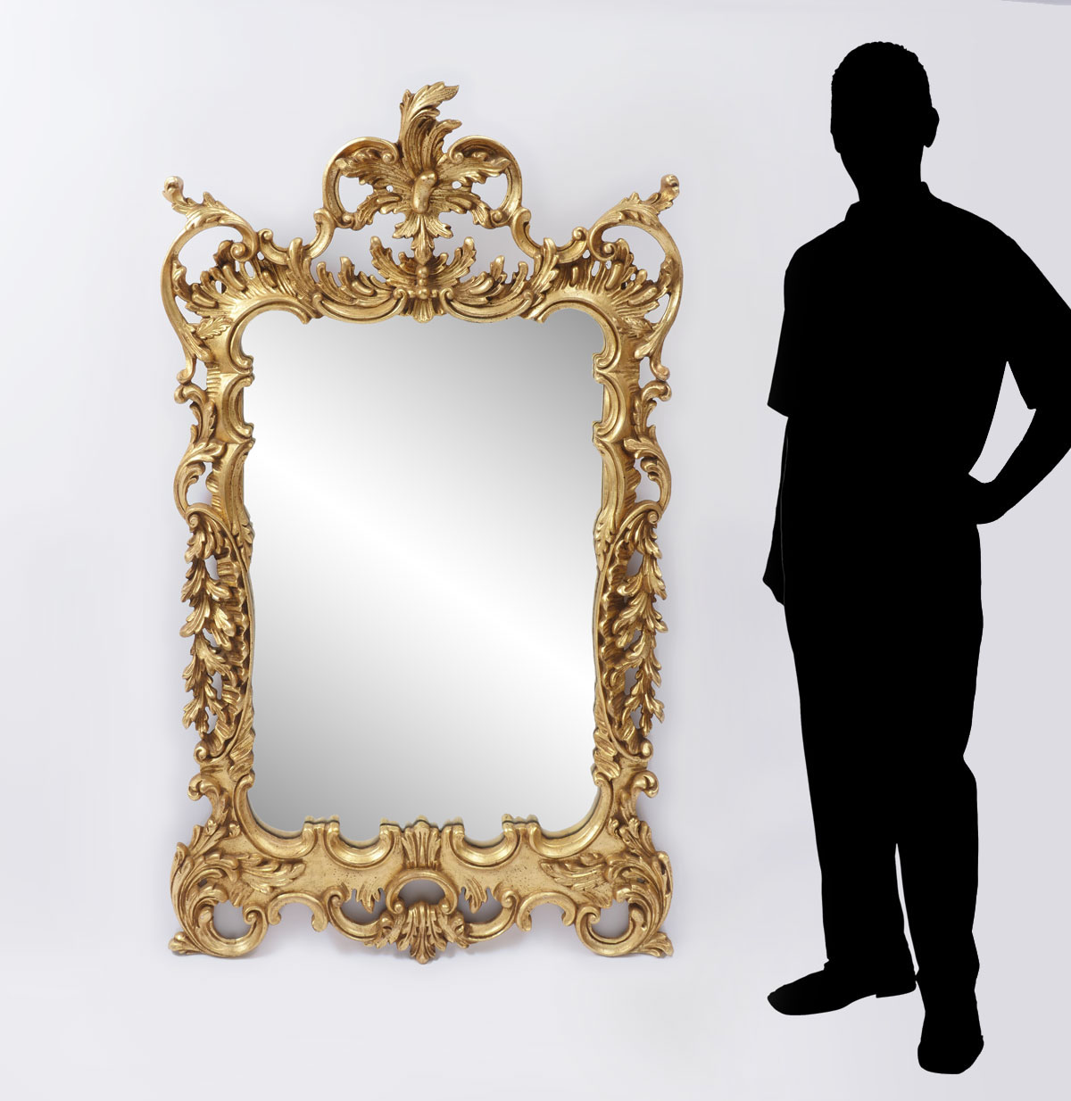 Appraisal: LARGE ORNATE GILT ITALIAN MIRROR Large Italian Gilt mirror for