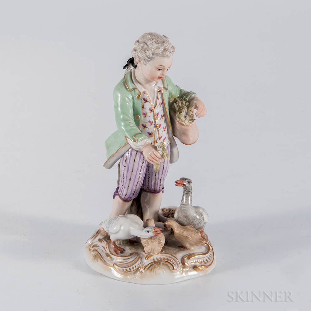 Appraisal: Meissen Porcelain Figure of a Boy Meissen Porcelain Figure of