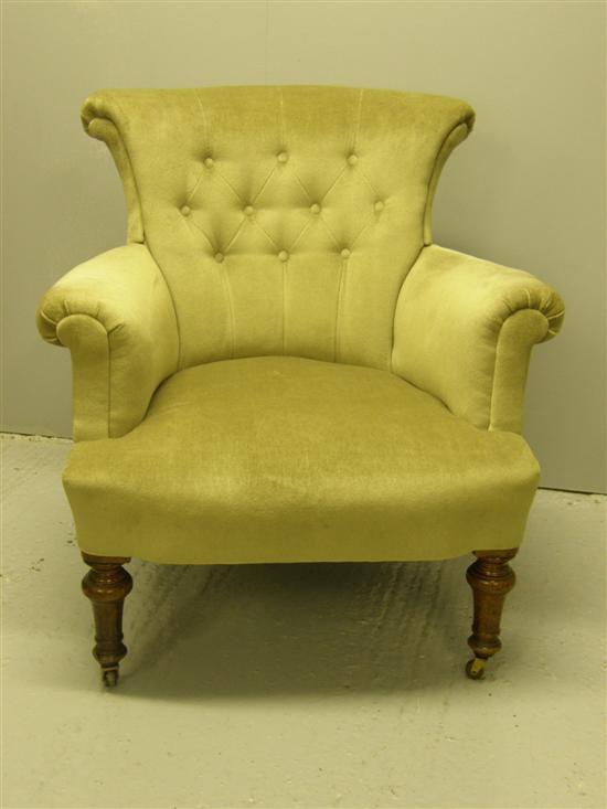 Appraisal: th Century button-back armchair with mahogany legs