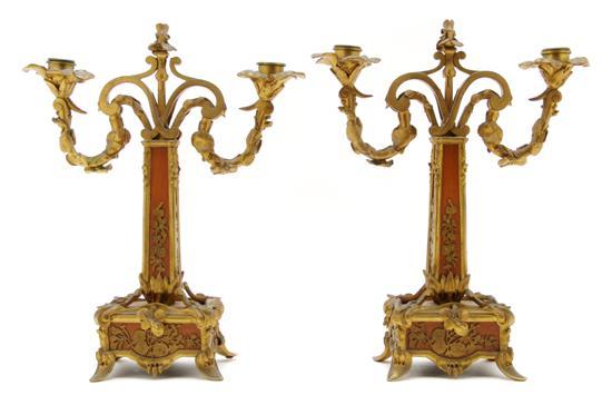 Appraisal: Pair of French Gilt Bronze Mounted Art Nouveau Candelabra each