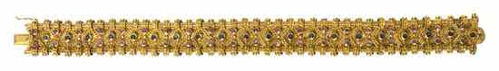 Appraisal: An Karat Yellow Gold Ruby and Sapphire Bracelet Greece Circa