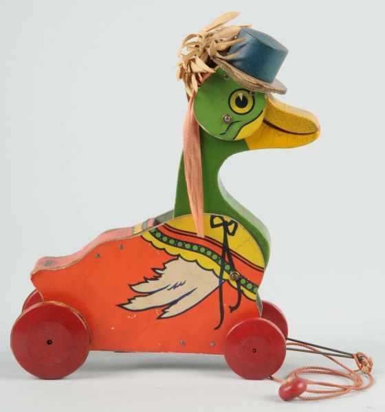 Appraisal: Paper on Wood All-Fair Duck Toy Description Marked All-Fair Toys