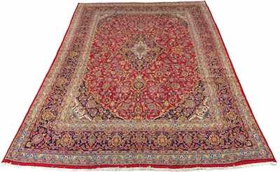 Appraisal: A Persian Kashan Carpet Apprx '- x '- Low dense