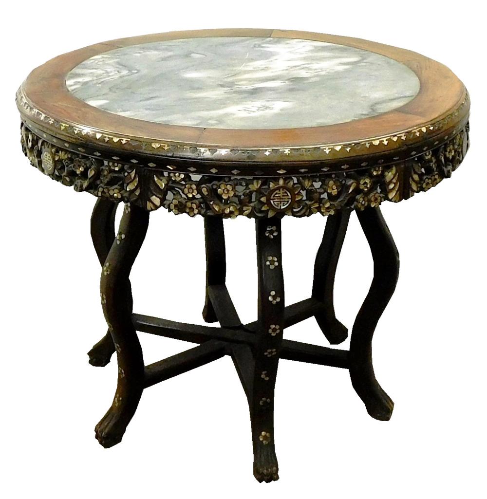 Appraisal: ASIAN Chinese center table with Mother of Pearl inlay c