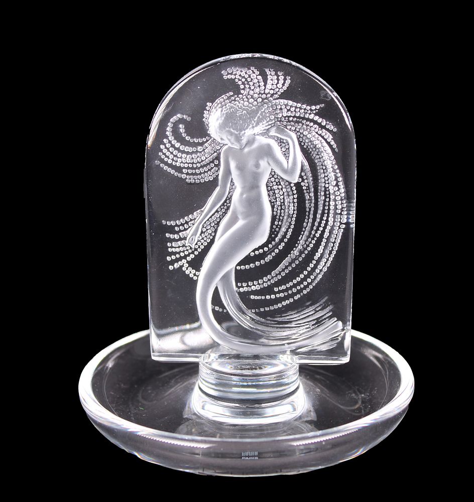 Appraisal: LALIQUE Naiade Ring Dish LALIQUE Naiade Ring Dish Engraved on