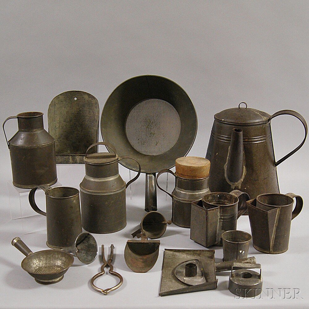 Appraisal: Group of Tin Domestic Items th and th century including