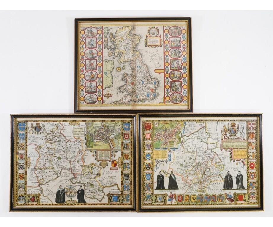 Appraisal: Jodocus Hondius colorful maps of Cambridge Oxfordshire and Britain All