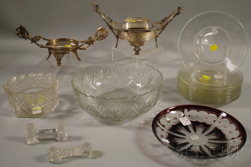 Appraisal: Group of Mostly Colorless Glass and Silver-plate Table Items including