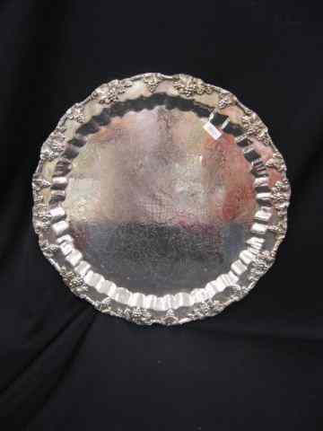 Appraisal: English Sivlerplate Round Tray '' diameter grape vine border