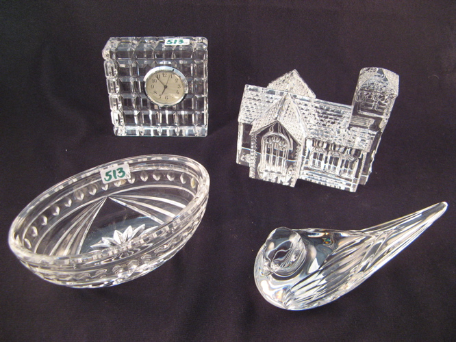 Appraisal: COLLECTION OF FOUR WATERFORD CRYSTAL ITEMS a travel clock figural