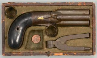 Appraisal: French Mariette Pepperbox Pistol Lepage Paris French mariette four barrel