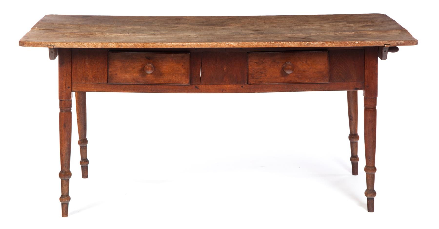 Appraisal: AMERICAN COUNTRY SHERATON TABLE Mid th century walnut poplar secondary