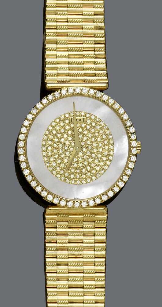 Appraisal: BRILLIANT-CUT DIAMOND WRISTWATCH PIAGET s Yellow gold Ref G X