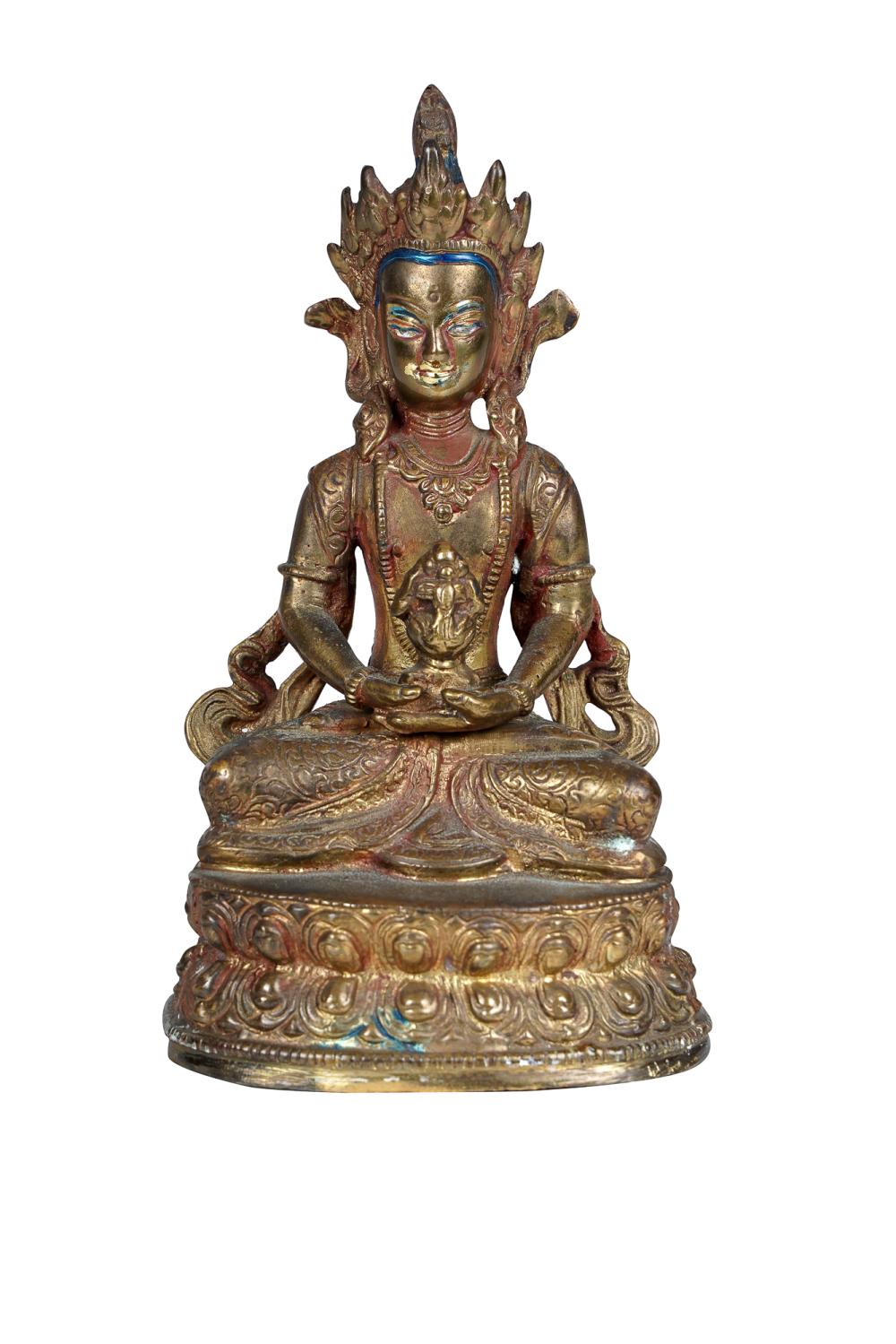 Appraisal: SEATED BRONZE BUDDHA inches high Condition