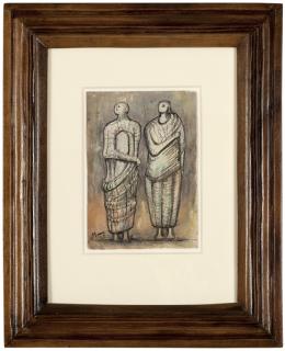 Appraisal: Henry Moore Two abstract standing figures signed and dated lower