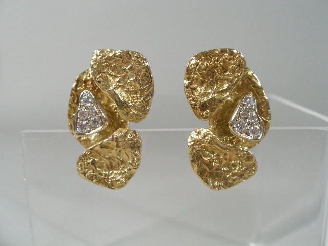 Appraisal: Pair of K Gold and Diamond Earrings by Le Beau