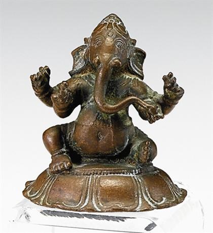 Appraisal: Small Indian bronze of Ganesa early th century chola period