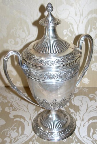 Appraisal: Title Silver Trophy with handles mfg Graff Washbourn Dunn ovoid