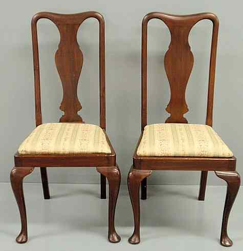 Appraisal: Pair of Queen Anne style mahogany side chairs early th