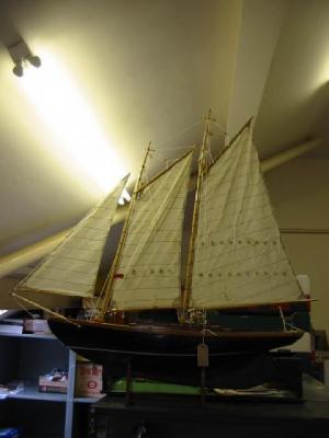 Appraisal: A kit model of a gaff racing cutter painted wood