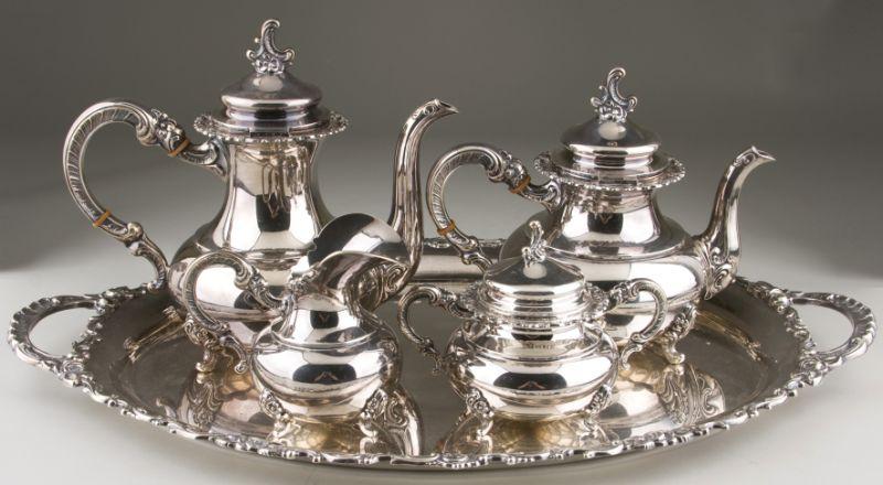 Appraisal: Sterling Silver Tea Service Finnish th c pieces including coffee