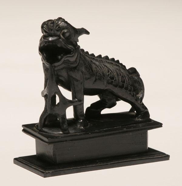 Appraisal: Chinese black jade Chi Lin mythical beast carved creature with