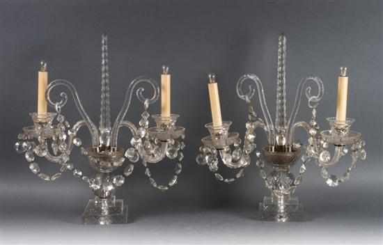 Appraisal: Pair of Anglo-Irish cut crystal girandoles late th century with