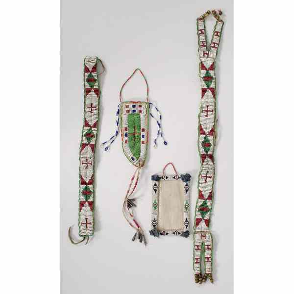 Appraisal: Sioux Beaded Picture Frame Knife Sheath and Arm Bands Deaccessioned