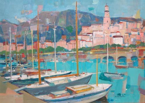 Appraisal: Voilers Au Repos Menton Oil on Canvas Bordenave Pierre x