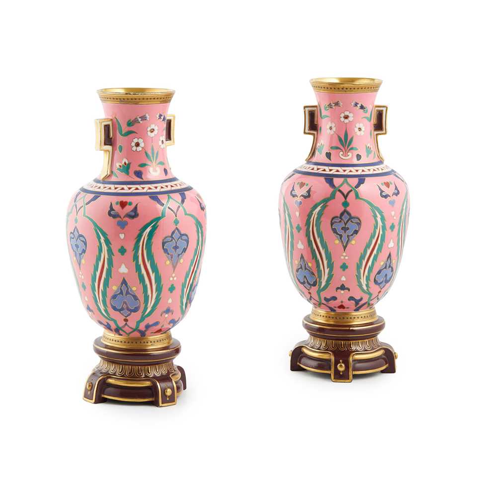 Appraisal: MANNER OF CHRISTOPHER DRESSER FOR MINTON PAIR OF VASES CIRCA