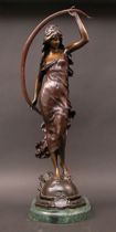 Appraisal: Auguste Moreau French - Bronze sculpture is entitled L'Aurore She