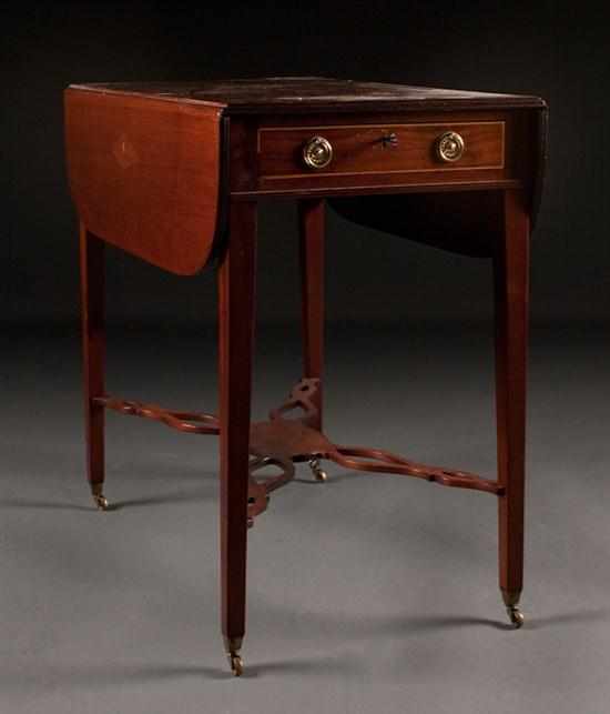 Appraisal: George III inlaid mahogany pembroke table circa with stretcher shelf