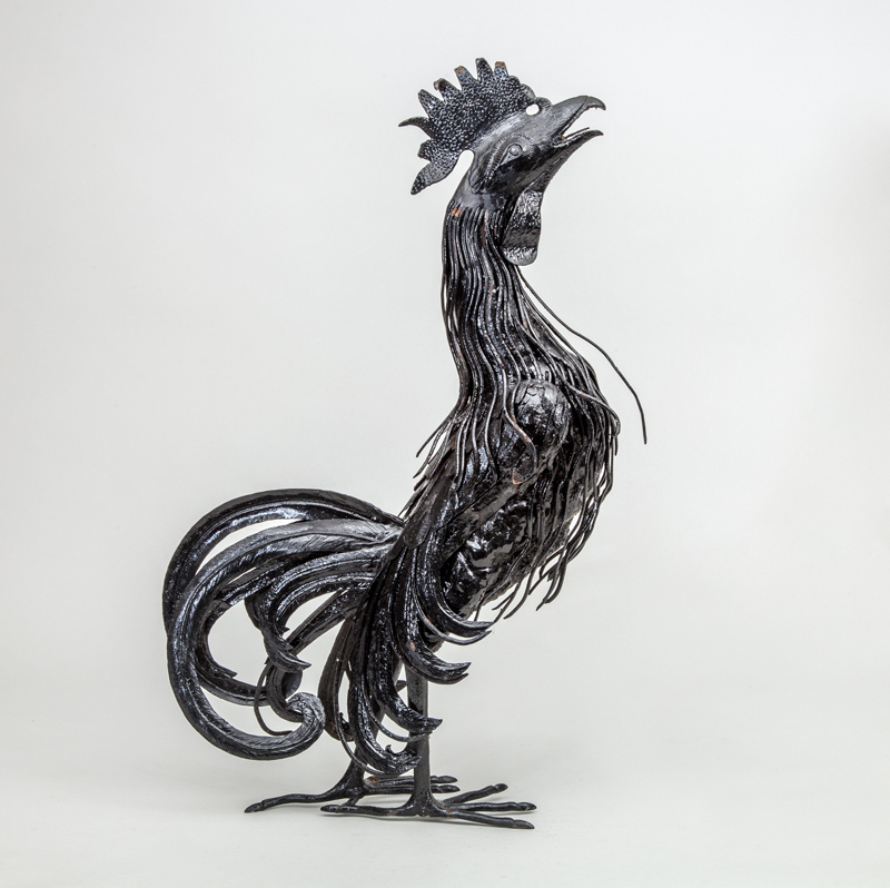 Appraisal: AMERICAN STAMPED-SHEET METAL ROOSTER-FORM DECORATION x x in Collection of