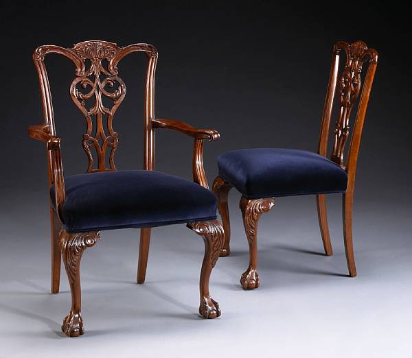 Appraisal: A set of eight George III style mahogany dining chairs