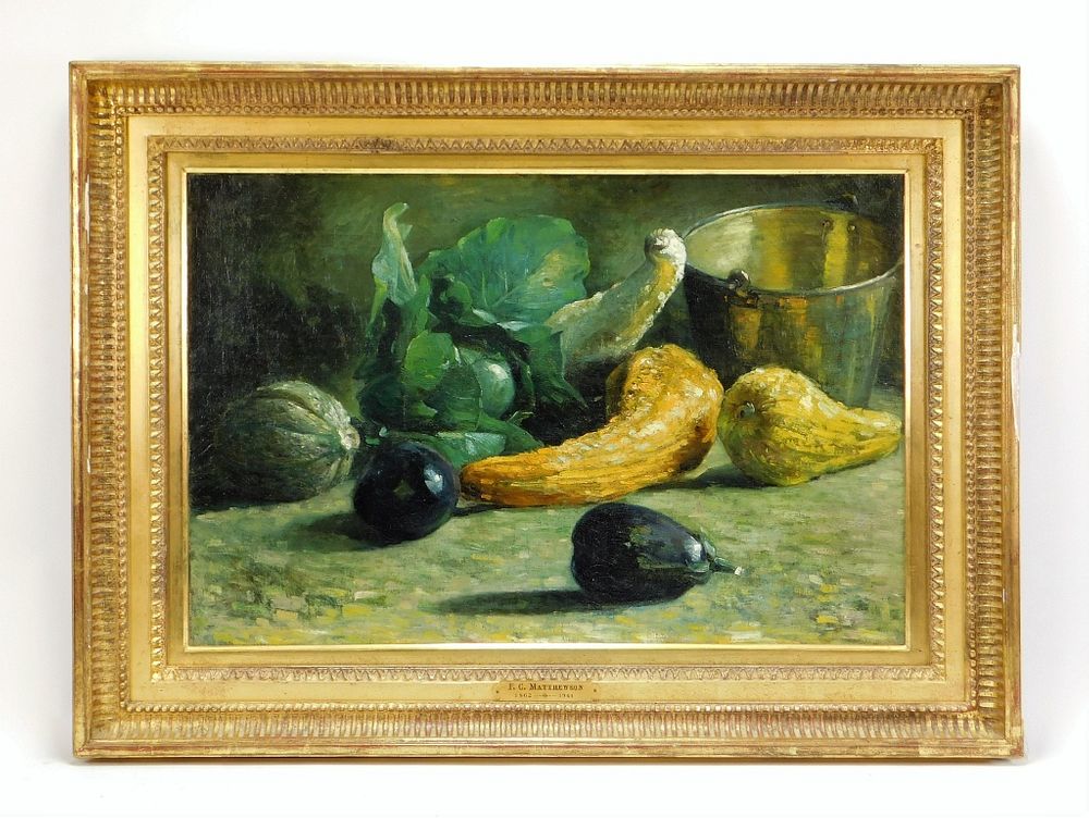 Appraisal: Frank C Mathewson Squash Still Life Painting Frank Convers Mathewson