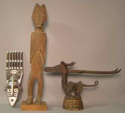 Appraisal: MALINKE MASK TEKE CONGO CARVED FIGURE AND CHI WARA ANTELOPE