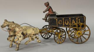 Appraisal: Hubley cast iron horse drawn coal wagon with driver and