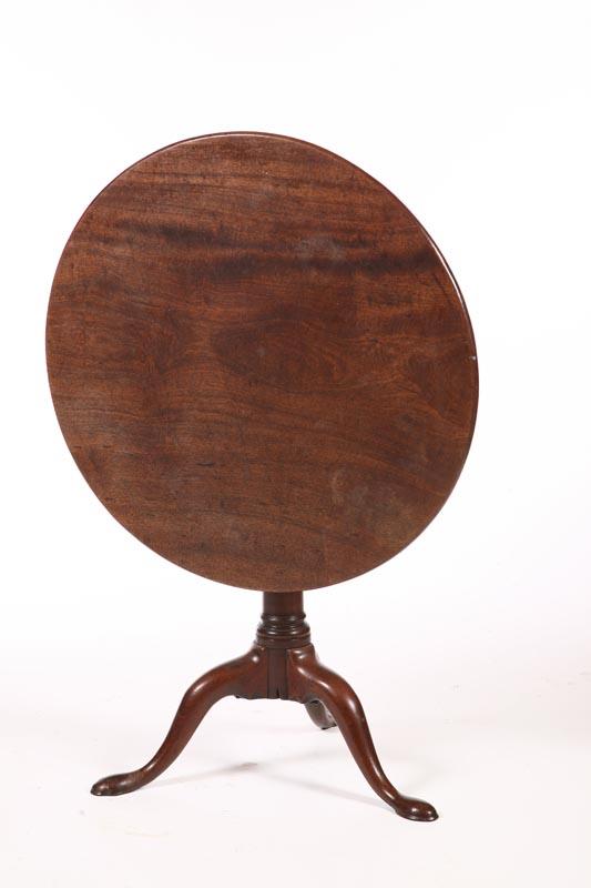 Appraisal: GEORGE III TILT-TOP TEA TABLE English th century mahogany and