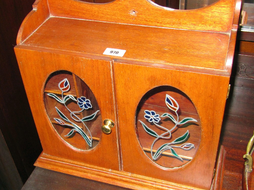 Appraisal: Modern smokers cabinet with leaded glass panels