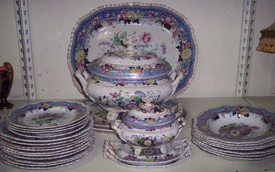 Appraisal: An Ironstone part dinner service transfer printed in blue and