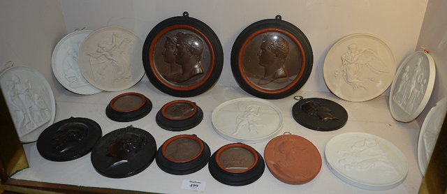 Appraisal: Collection of classical medallionincluding Napoleonic profile portraits Queen Victoria Garibaldi