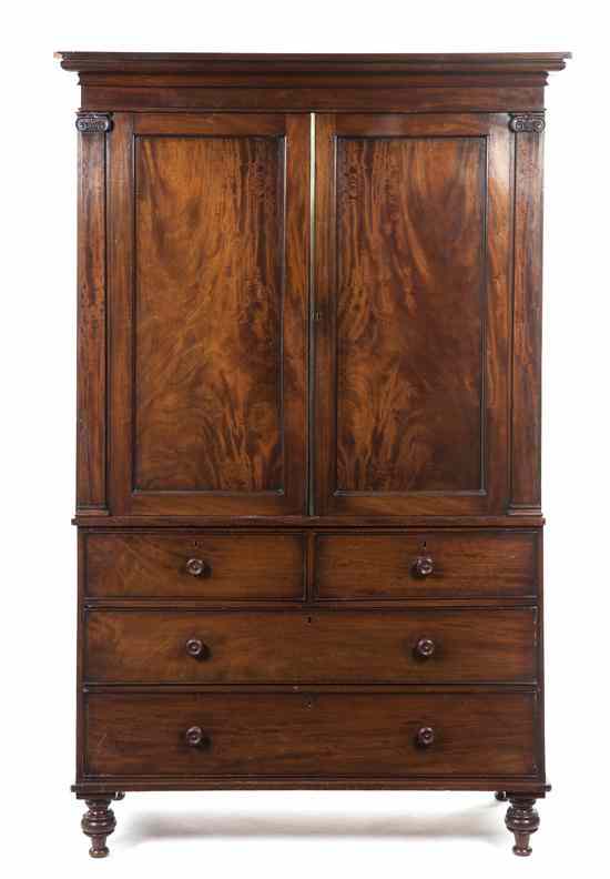 Appraisal: An English or Scottish Mahogany Linen Press th century having