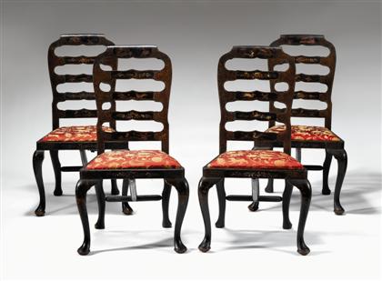 Appraisal: Set of four George II style japanned side chairs Each